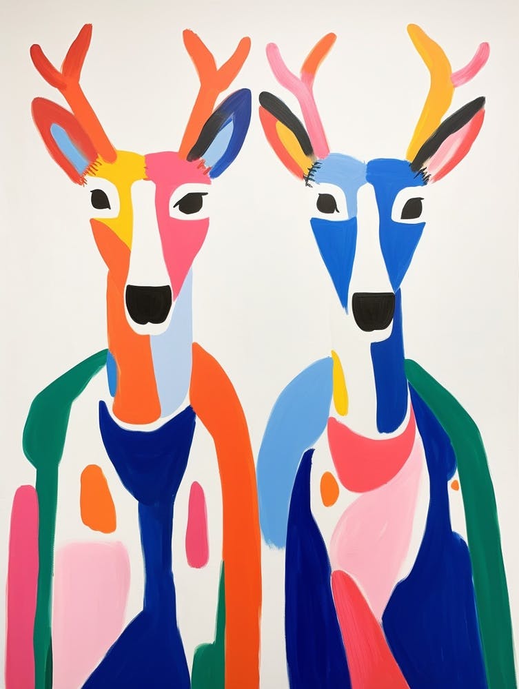 Colourful Kids Animal Art Antelope 2