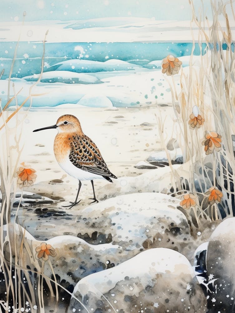 Winter Bird Painting Dunlin 3