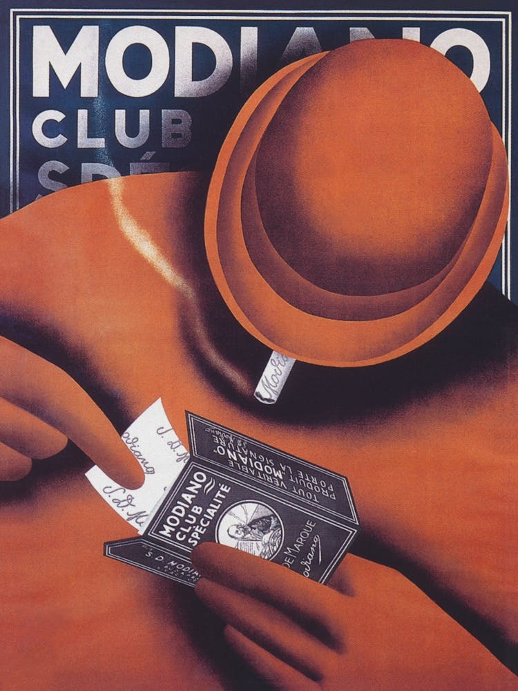 Modiano Mystery Man Smoking a Cigarette Vintage Poster