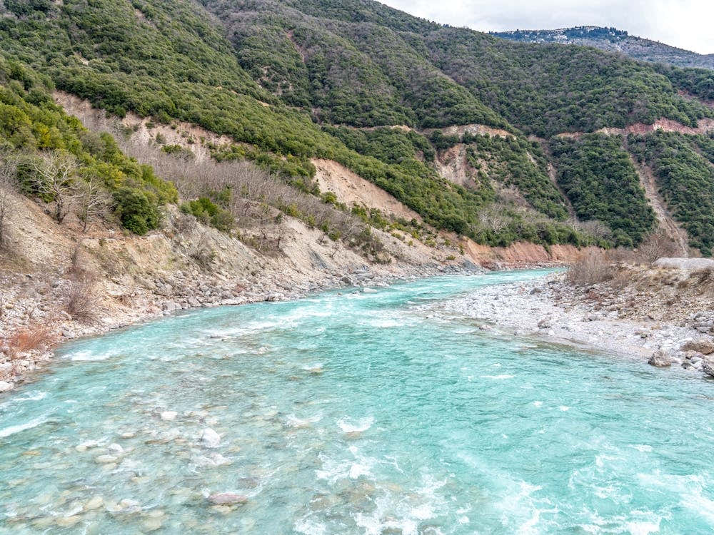 Wild Mountain River In Greece