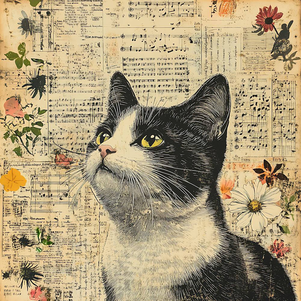 Cat On Music Sheet
