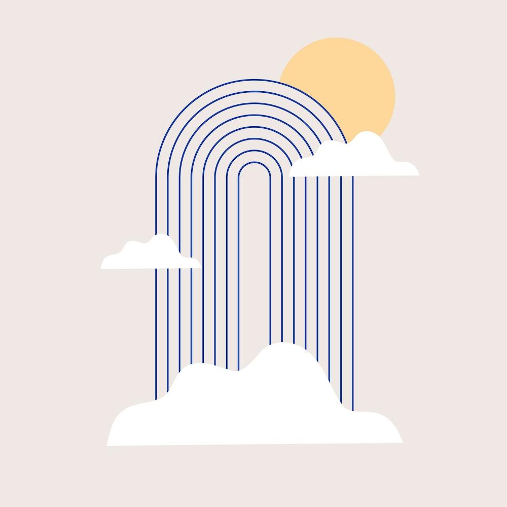 Rainbow And Clouds Square