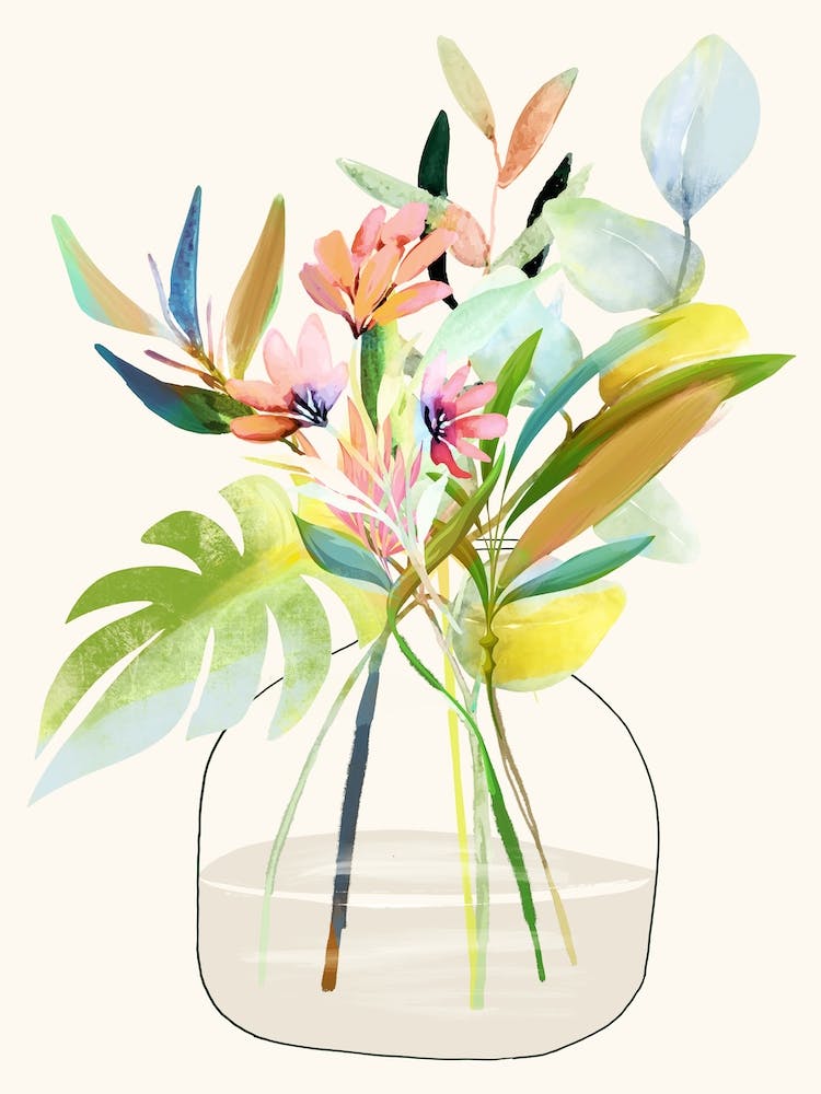 Minimal Art Vase With Flowers 6