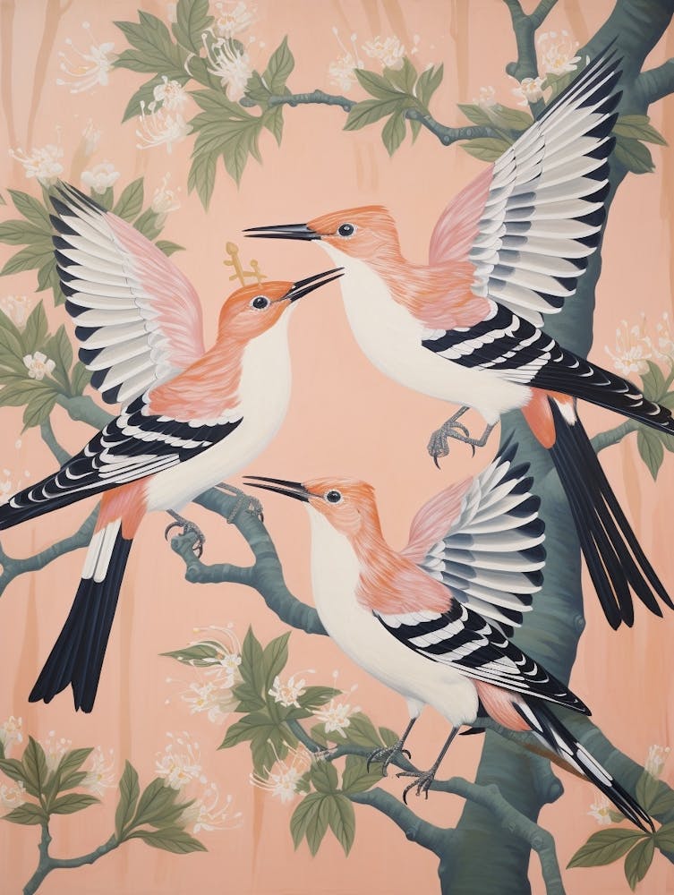 Vintage Japanese Inspired Bird Print Hoopoe 1