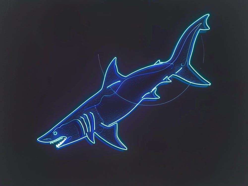 Blue Neon Great White Shark 7