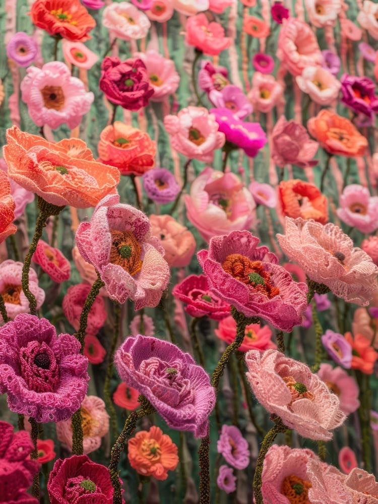 Poppies Knitted In Crochet 4