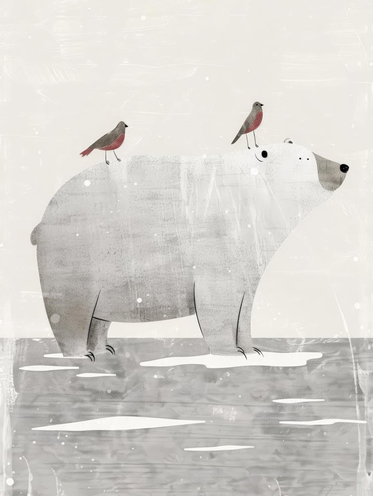 Polar Bear And Birds 4