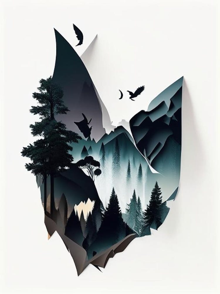 Écrins National Park France Cut Out Paper
