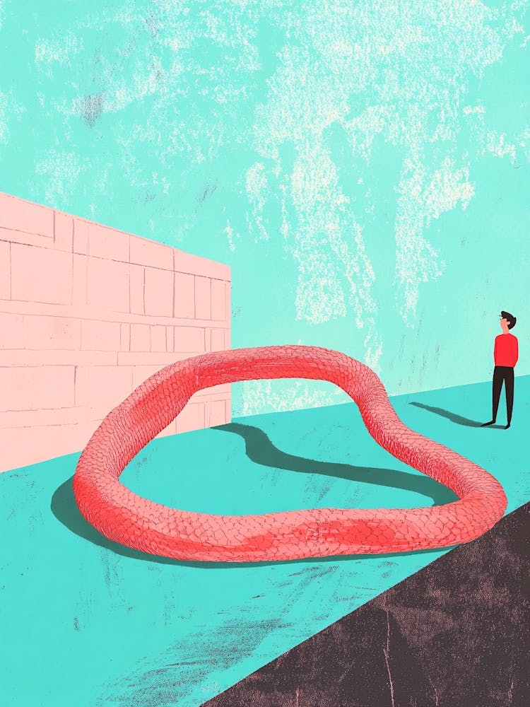 Man Looking At A Snake