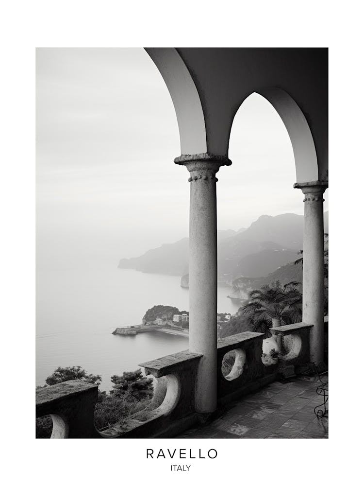 Poster Of Ravello, Italy, Black And White Analogue Photography 3