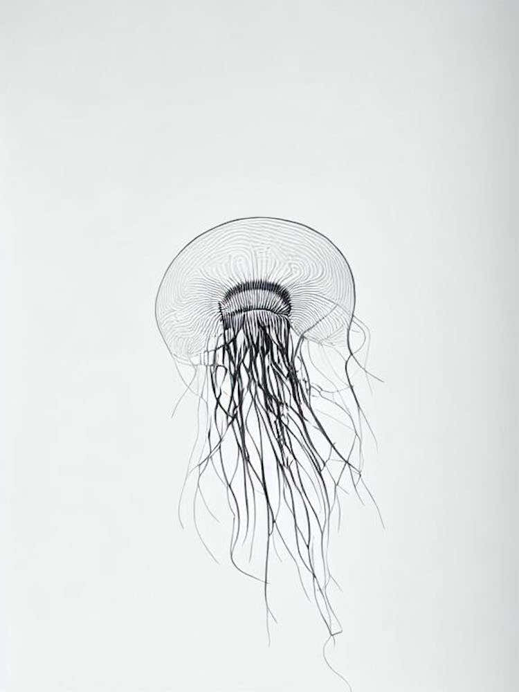 Granrojo Jellyfish Black & White Drawing