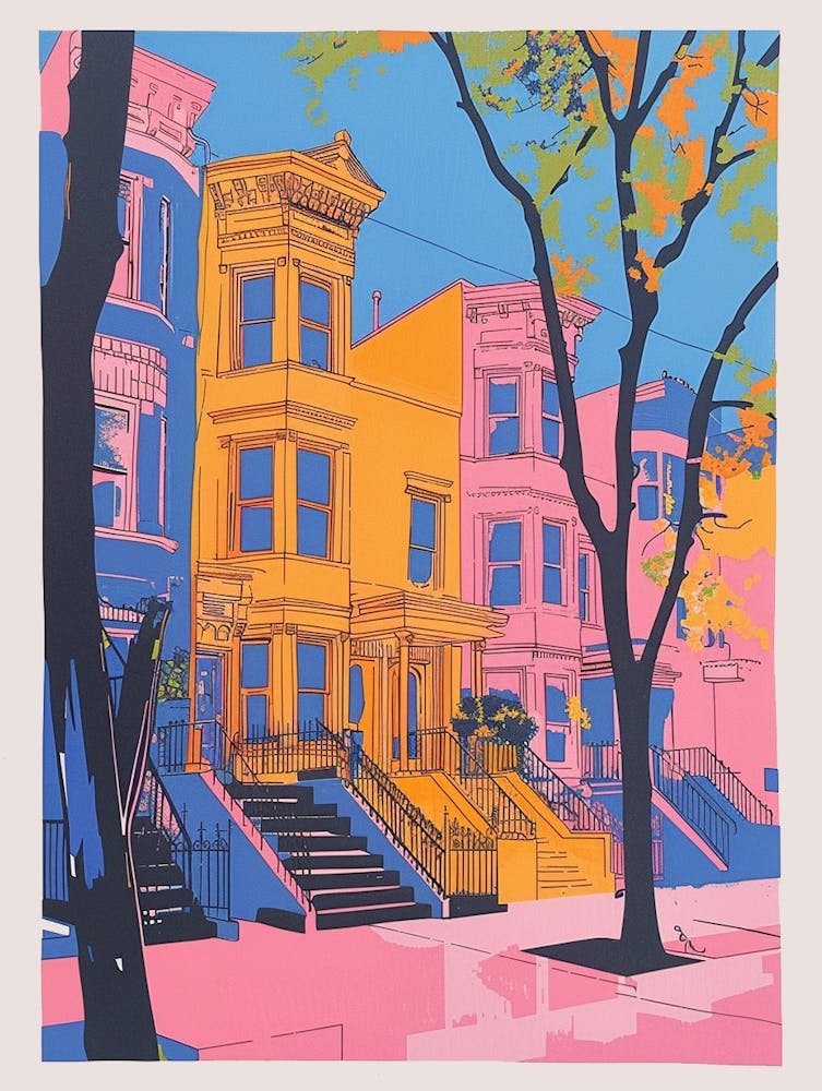 Flushing New York Colourful Silkscreen Illustration 4
