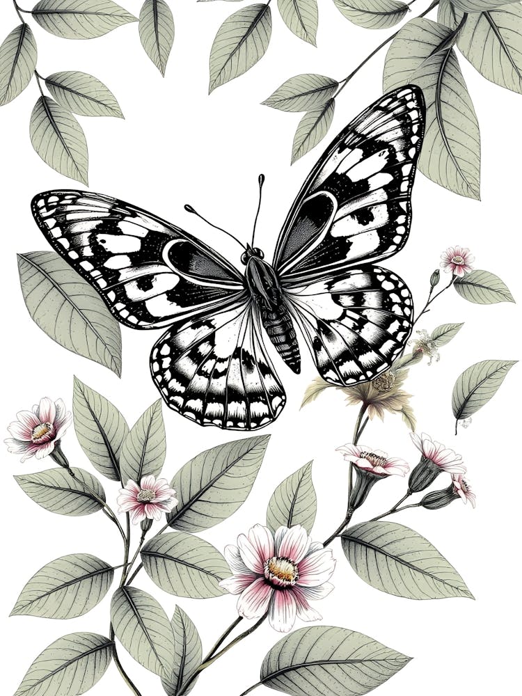 Butterfly And Flowers 4
