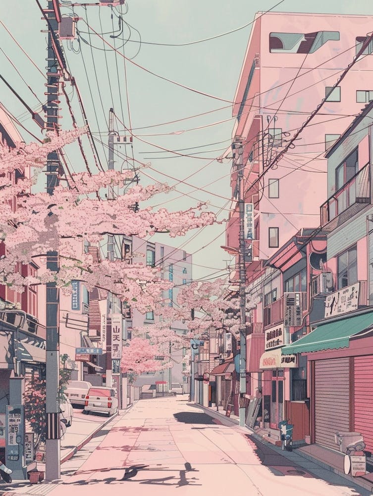 Osaka Japan 6 Retro Illustration