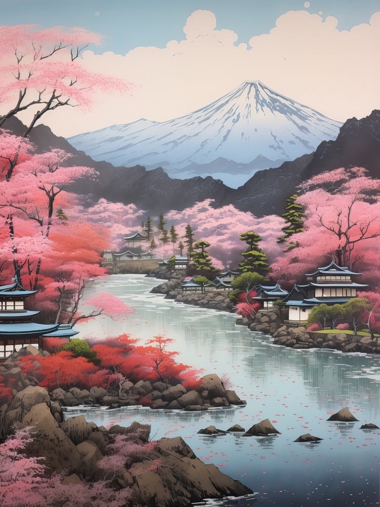 Yatsugatake Mountains In Yamanashi, Ukiyo E Drawing 4