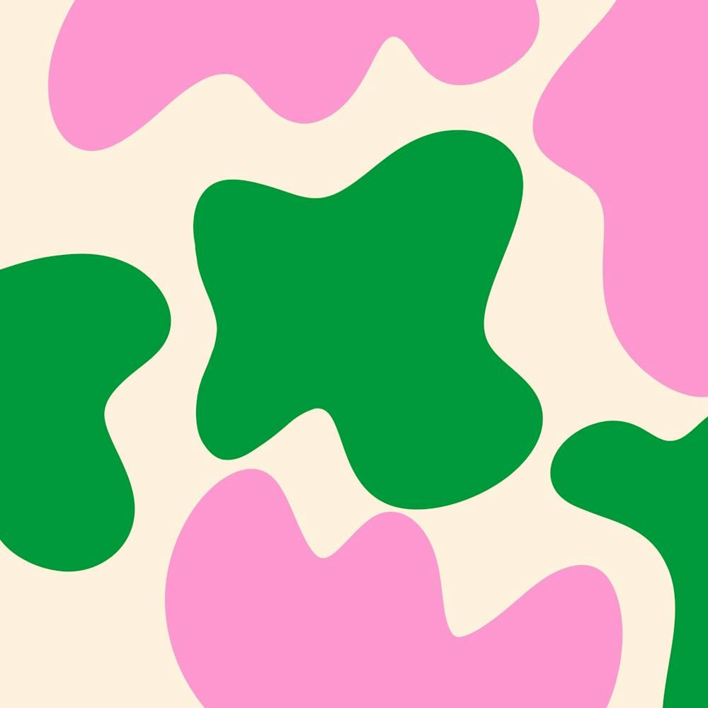 Abstract modern shapes green and pink