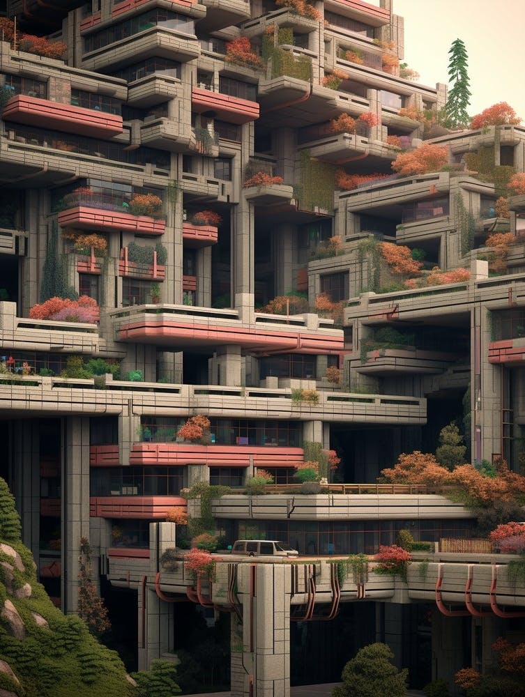 Brutalist Architecture Pixel Art 2