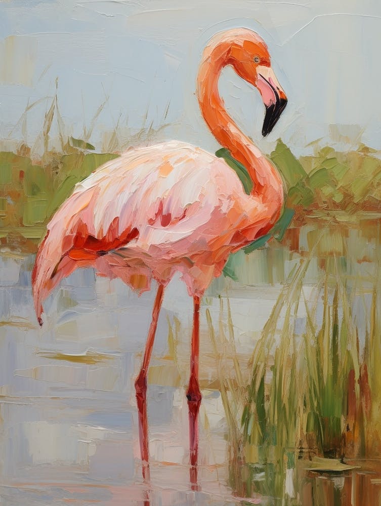 Vogelgemälde Flamingo 3