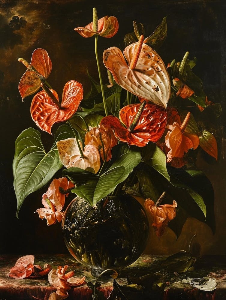 Baroque Floral Still Life Flamingo Flower 1