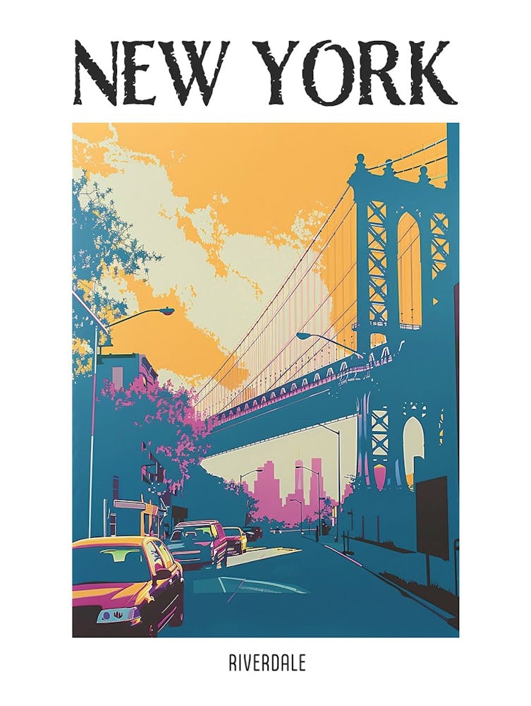 Riverdale New York Colourful Silkscreen Illustration 4 Poster