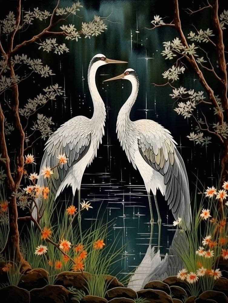 Crane Tsuru Japanese Style Illustration 8
