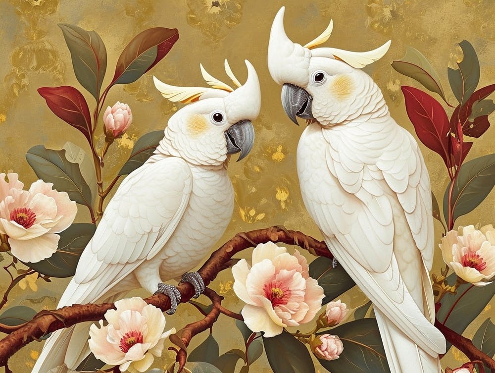 Floral Animal Illustration Cockatoo 2