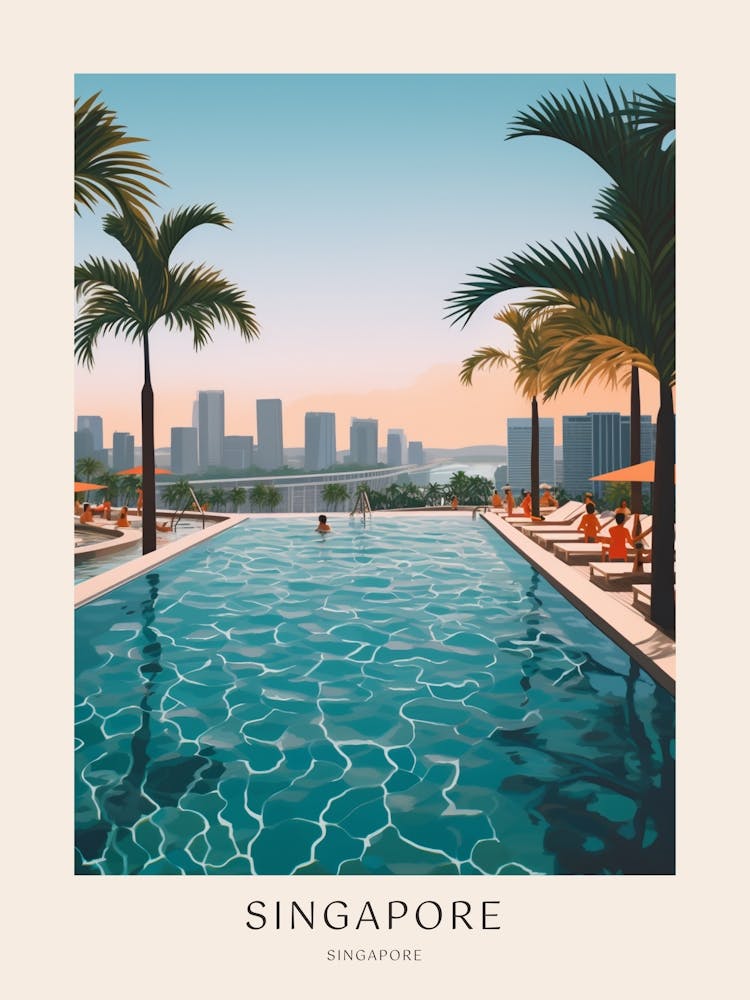 Singapore 1 Midcentury Modern Pool Poster