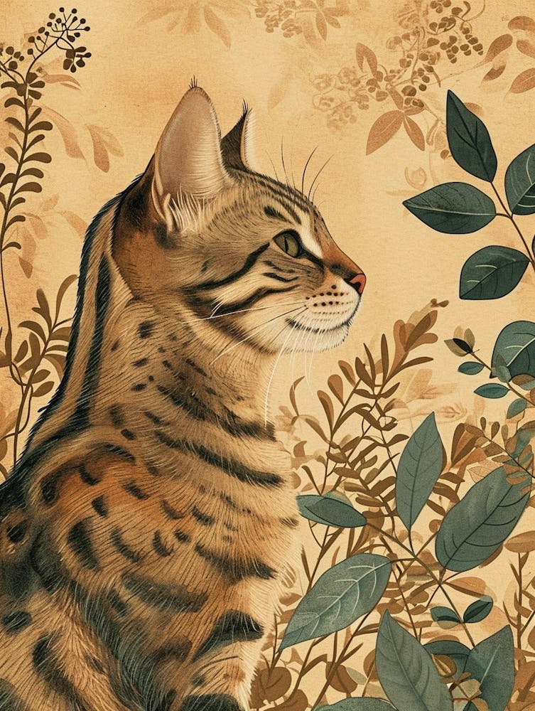 Bengal Cat Japanese Illustration 1