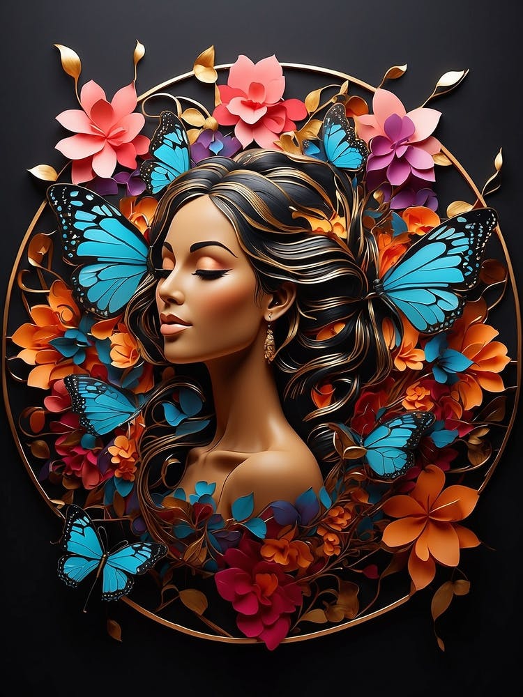 Flower Girl With Butterflies