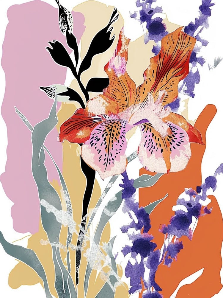 Colourful Flower Illustration Statice Flower 1