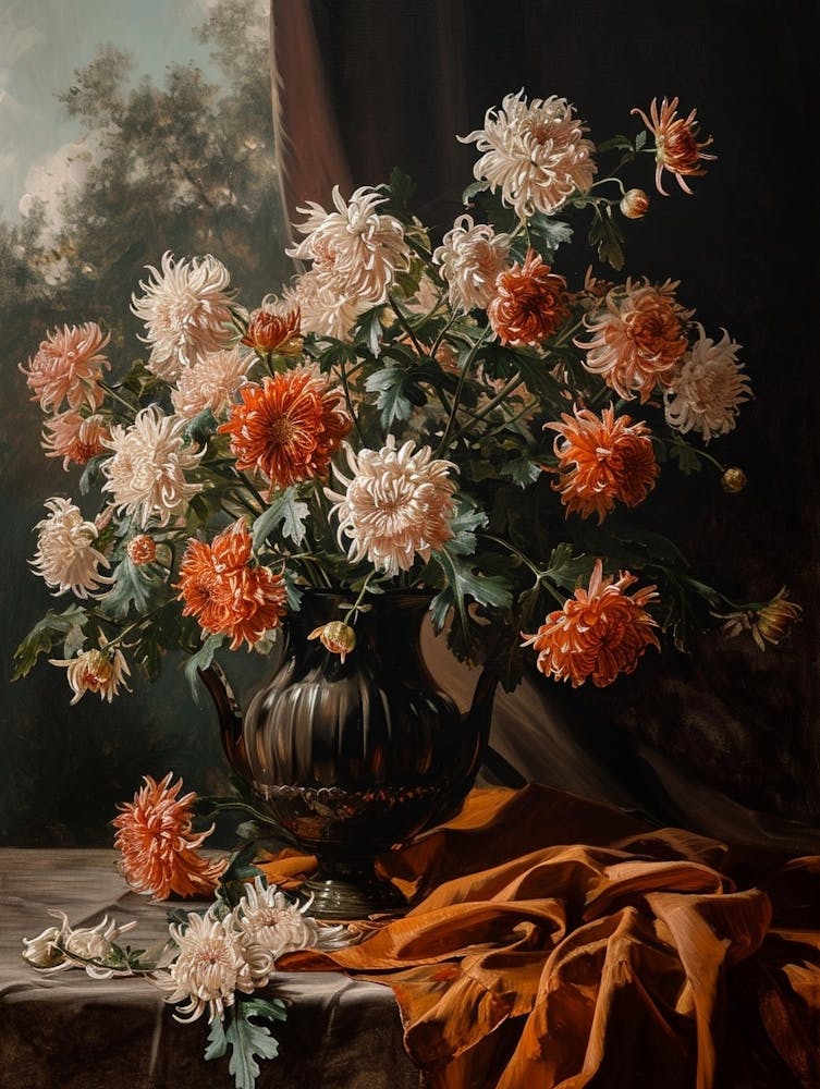 Baroque Floral Still Life Chrysanthemums 3
