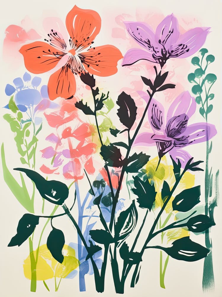 Colourful Flower Still Life In Risograph Style 4