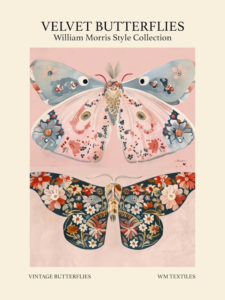 Velvet Butterflies Collection Vintage Butterflies William Morris Style 4
