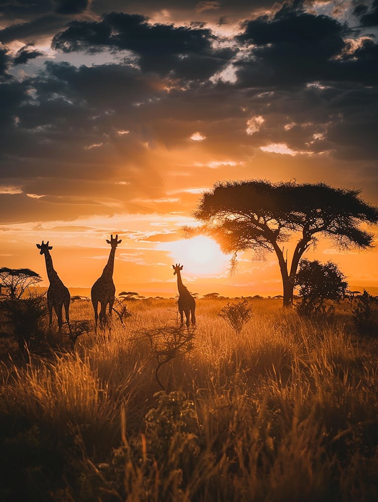 Sunset Giraffes