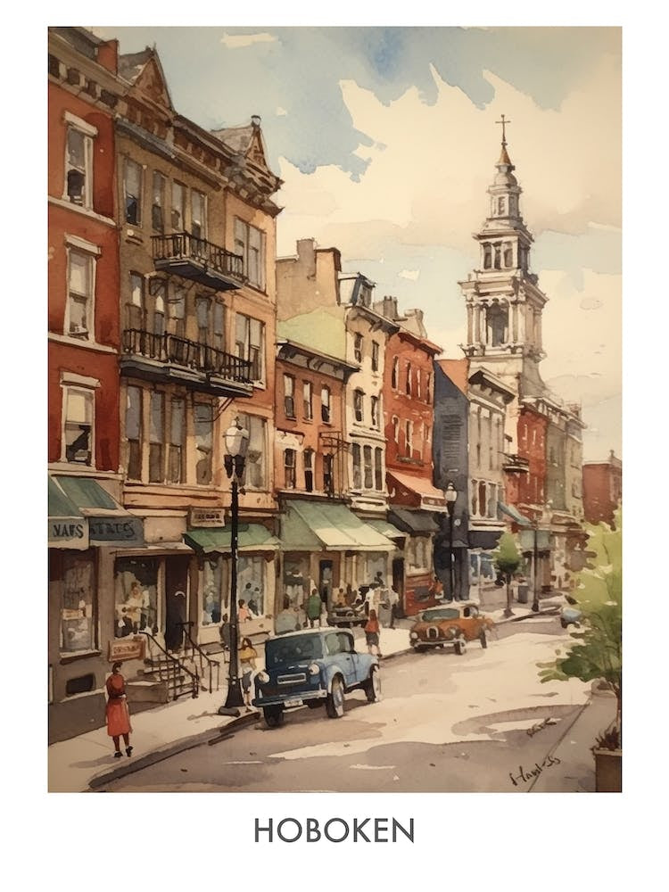Hoboken Watercolor 4travel Poster