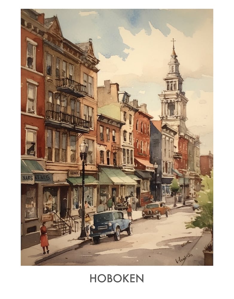 Hoboken Watercolor 4travel Poster