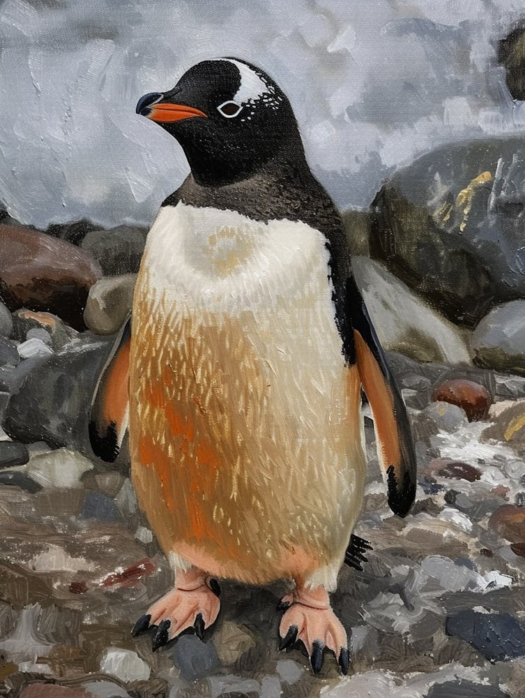 Adlie Penguin King George Island Oil Painitng 2