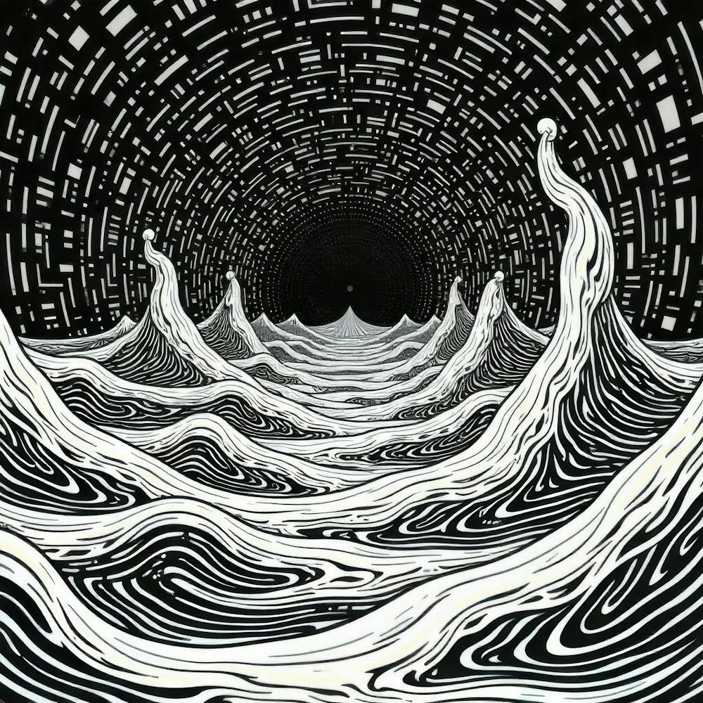 Black And White Drawing Of Waves