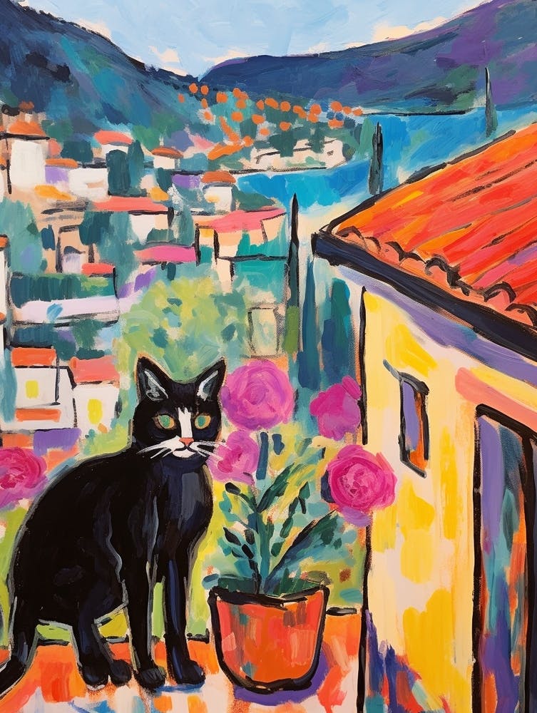 Painting Of A Cat In Tuscany Italy 3
