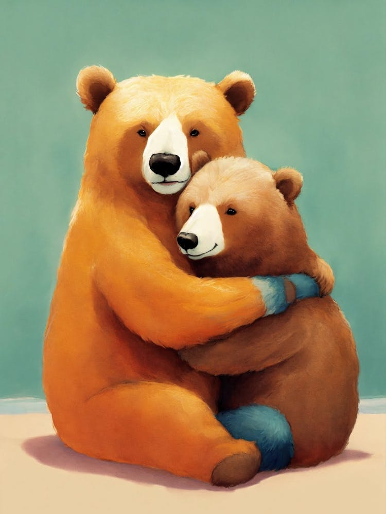 Happy Bears Cuddling