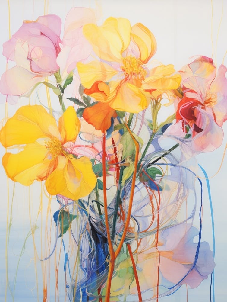 Abstract Flower Painting Evening Primrose 1