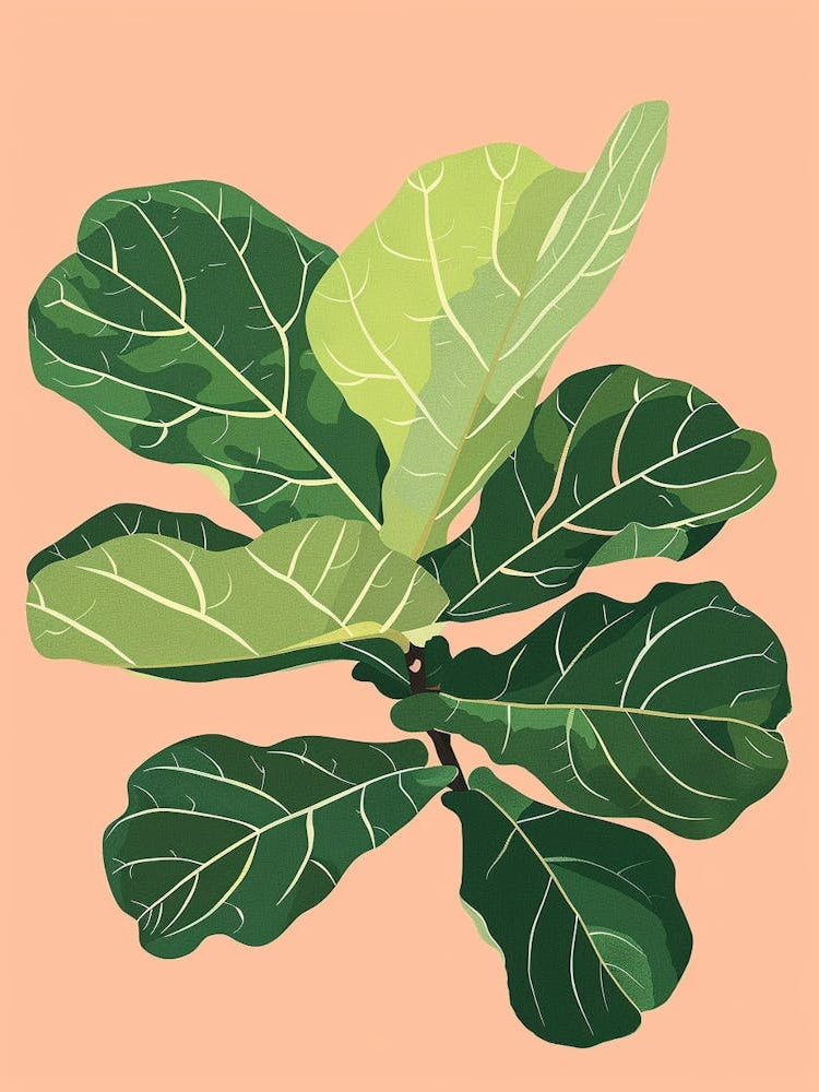 Fiddle Leaf Fig Plant Minimalist Illustration 1