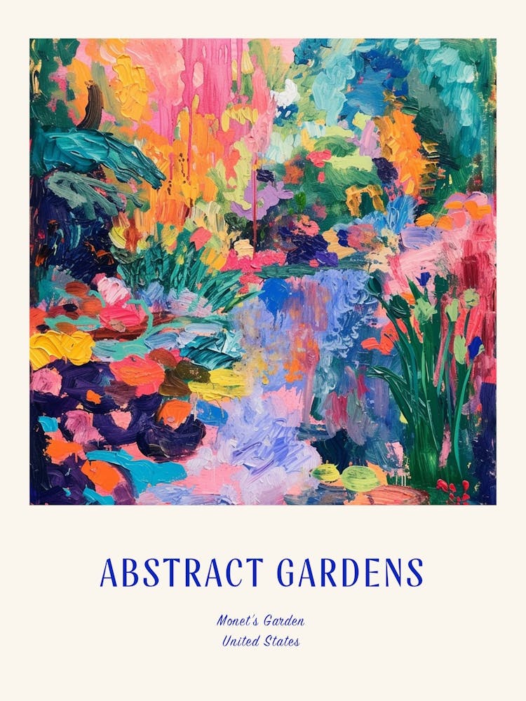 Colourful Gardens Monets Garden Usa 3 Blue Poster