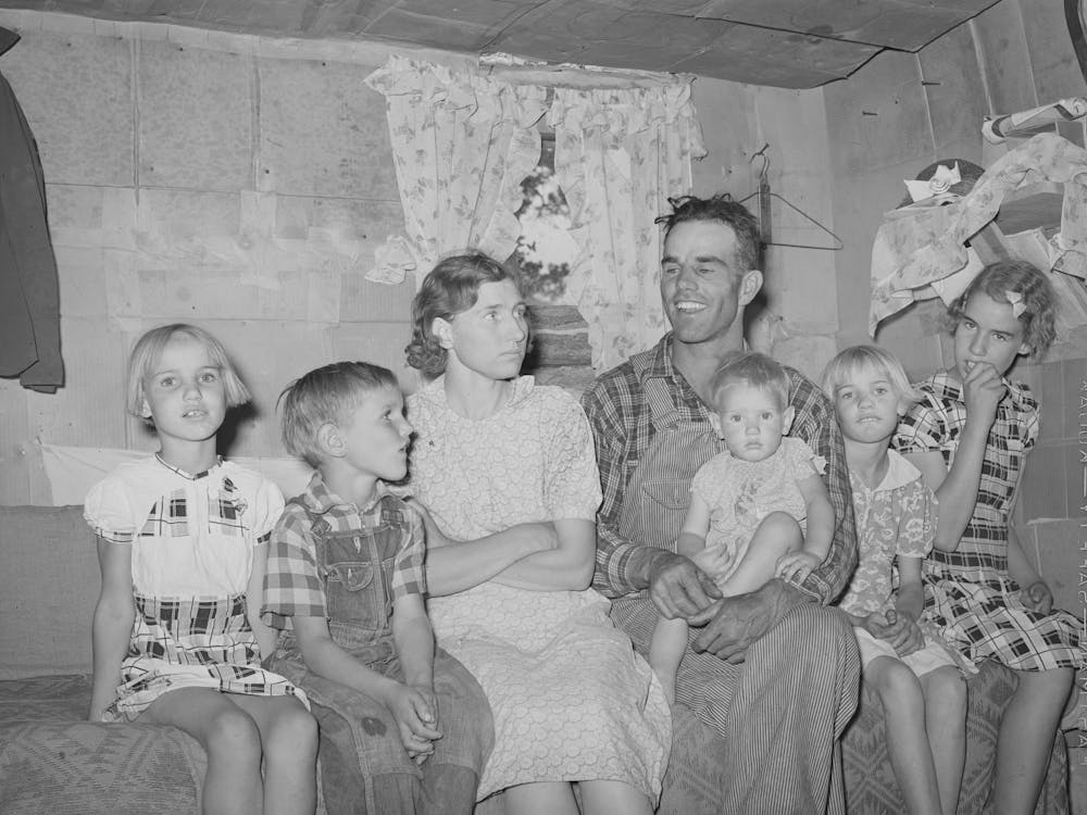 Mr And Mrs, Jack Whinery And Their Five Children In Their Dugout, Pie Town, New Mexico, Mr, Whinery Had Worked On