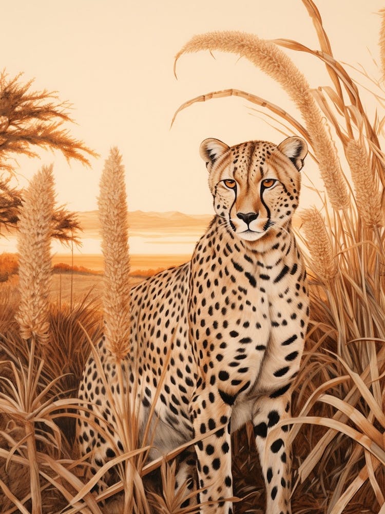 Illustration Of A Cheetah In The Grass