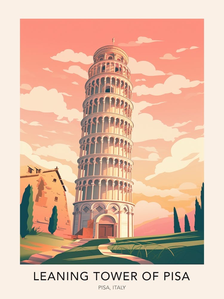 Leaning Tower Of Pisa Italy Travel Poster