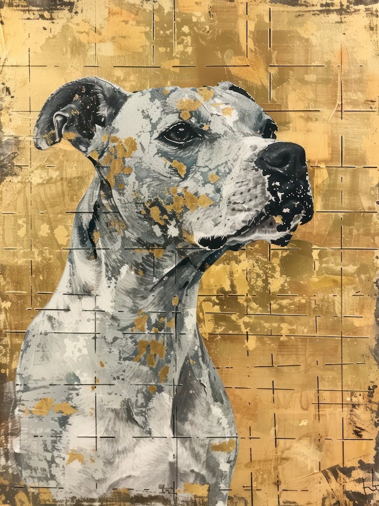 Chien Collage Effet Or 4