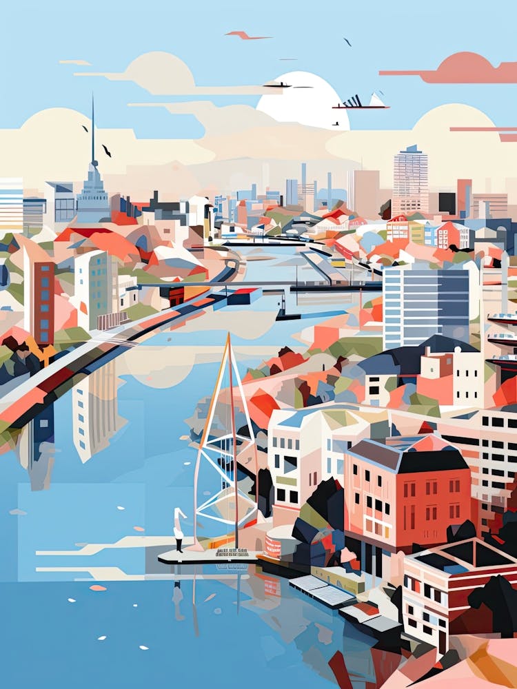 Hamburg, Germany, Geometric Illustration 4