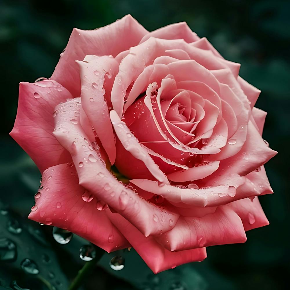 Pink Rose With Water Droplets