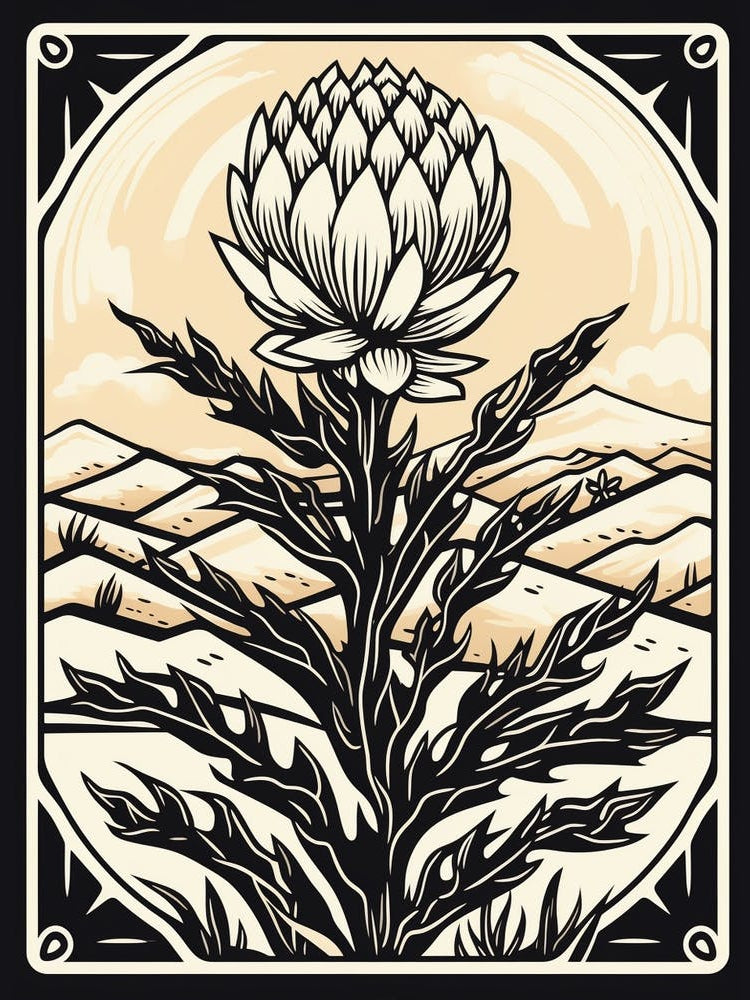 B&W Cactus Illustration Austrocylindropuntia 1